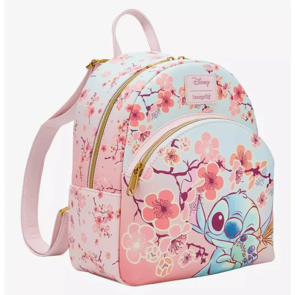 Loungefly Disney Lilo & Stitch Mini Backpack Cherry Blossoms Stitch & Scrump Bag - Picture 2 of 6